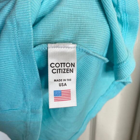 COTTON CITIZEN Ribbed Tee Turquoise Blue Size Small Short Sleeves Basic - Picture 5 of 7